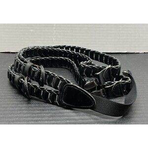 Select Edition Adjustable Black Braided Leather OSFM Clip Suspenders #7912